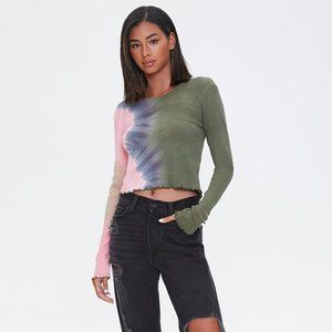 Forever 21 Tie-Dye Lettuce-Edge Top